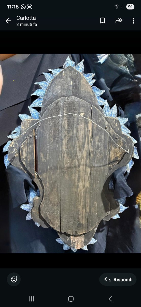 Specchiera veneziana in vetro iridescente, fine XIX secolo-photo-4