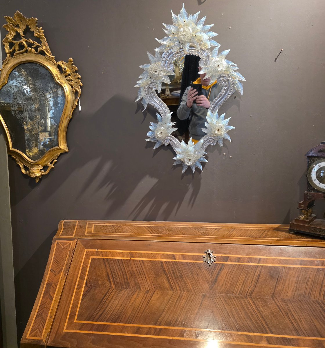 Specchiera veneziana in vetro iridescente, fine XIX secolo-photo-1