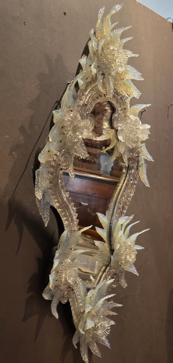 Specchiera veneziana in vetro iridescente, fine XIX secolo-photo-2