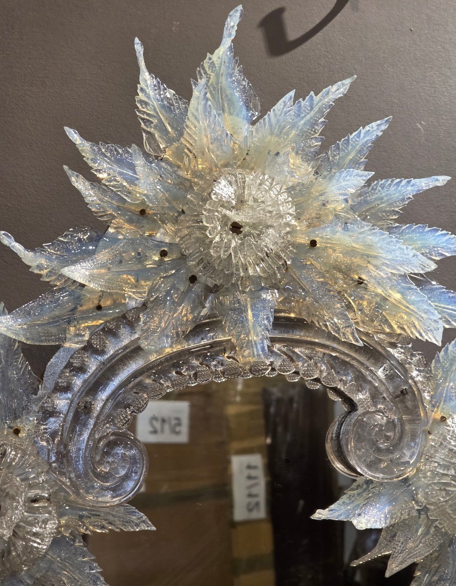 Specchiera veneziana in vetro iridescente, fine XIX secolo-photo-3