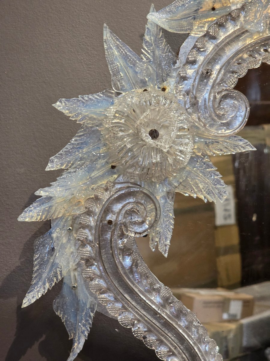 Specchiera veneziana in vetro iridescente, fine XIX secolo-photo-4