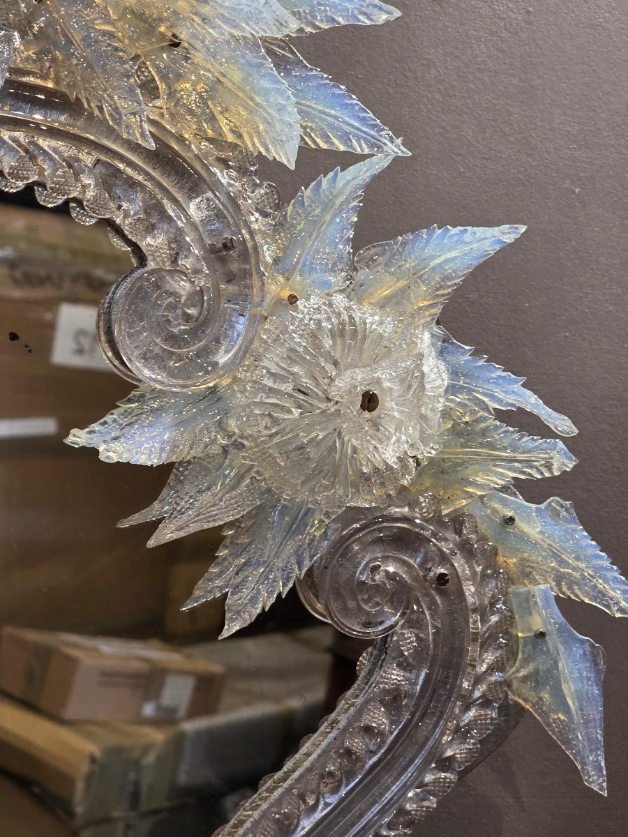 Specchiera veneziana in vetro iridescente, fine XIX secolo-photo-5