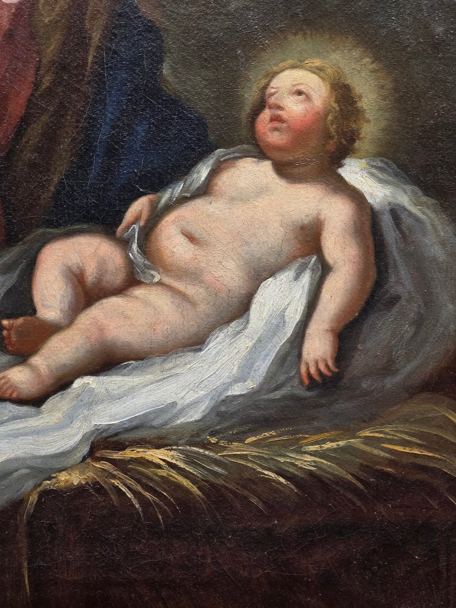 Madonna col Bambino e angeli – Scuola emiliana del XVII secolo, olio su tela-photo-4