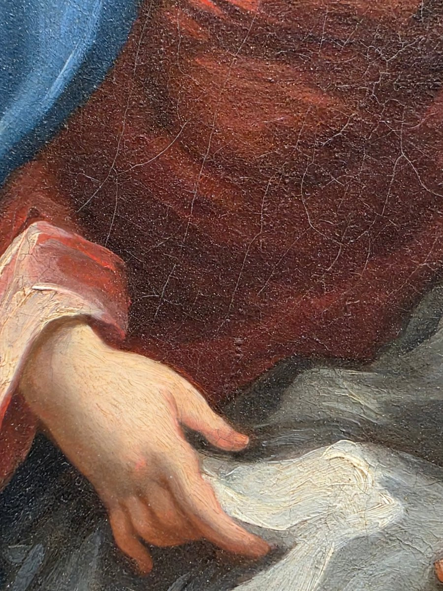 Madonna col Bambino e angeli – Scuola emiliana del XVII secolo, olio su tela-photo-5