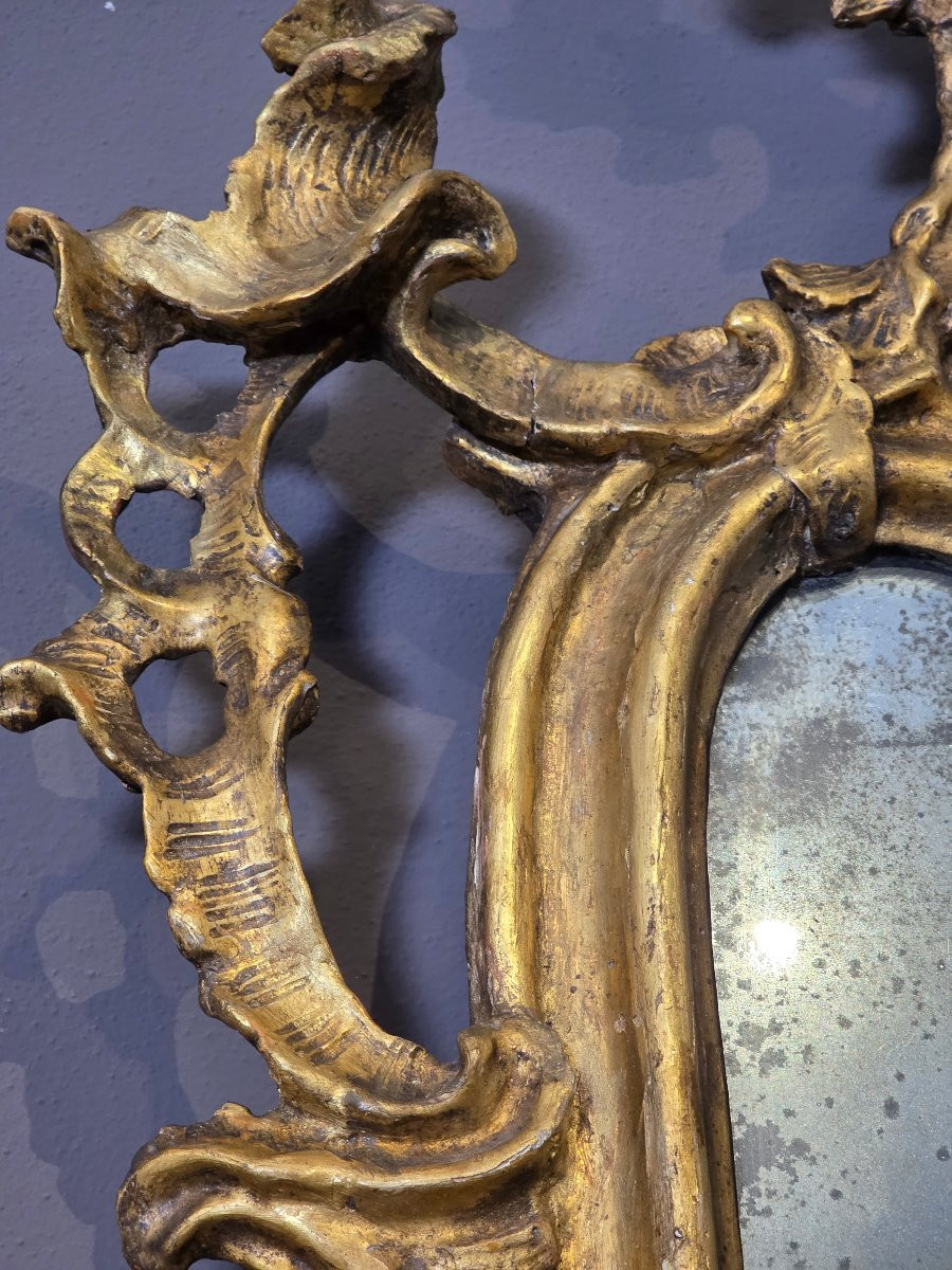 Specchiera lombarda intagliata e dorata, metà XVIII secolo-photo-3