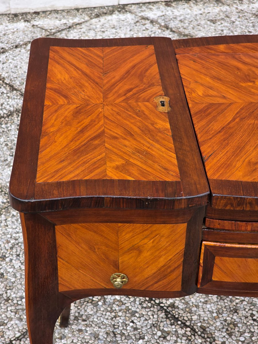 Tavolino da toilette Luigi XVI in bois de rose e palissandro, fine XVIII secolo-photo-3