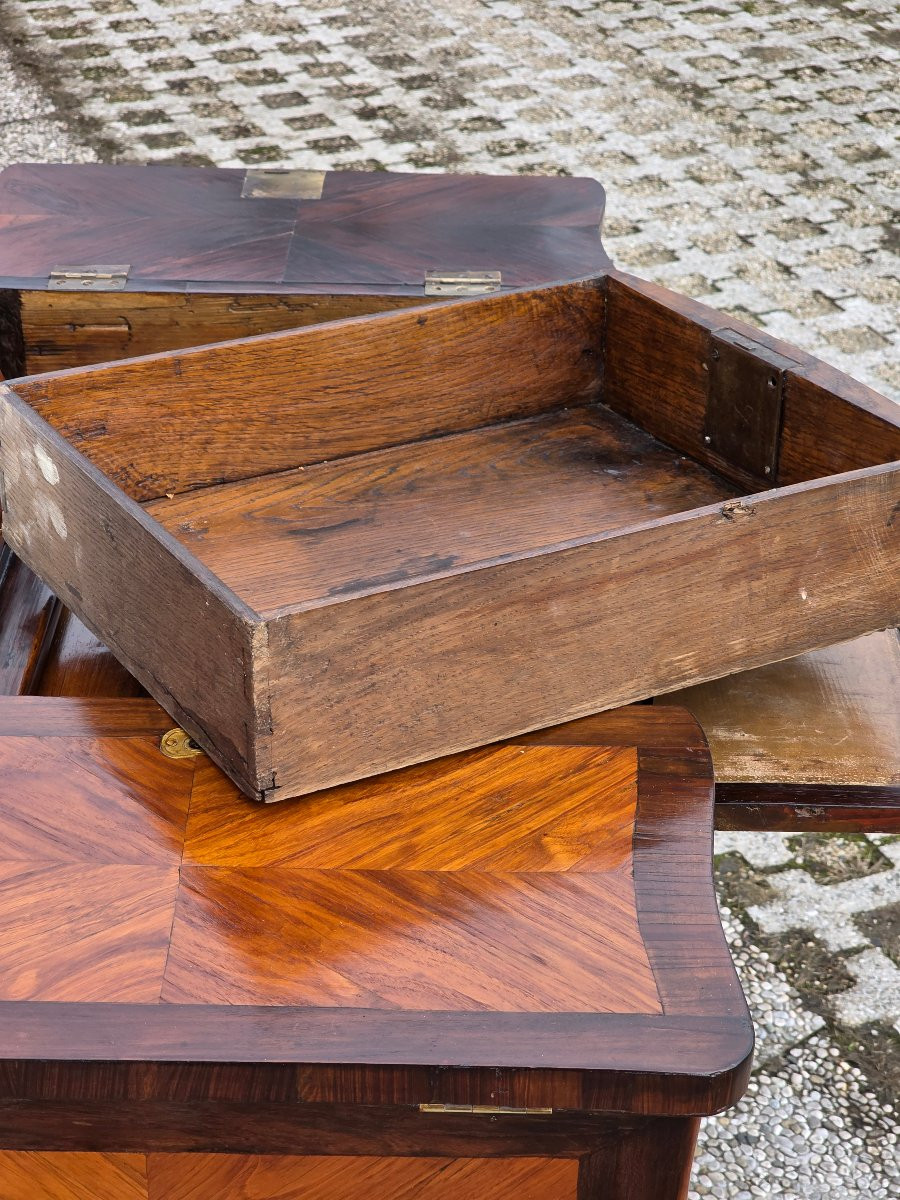 Tavolino da toilette Luigi XVI in bois de rose e palissandro, fine XVIII secolo-photo-5