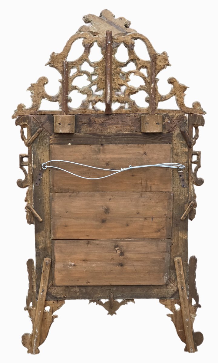 Specchiera piemontese in legno intagliato e dorato a mecca, seconda metà del XVIII secolo-photo-2