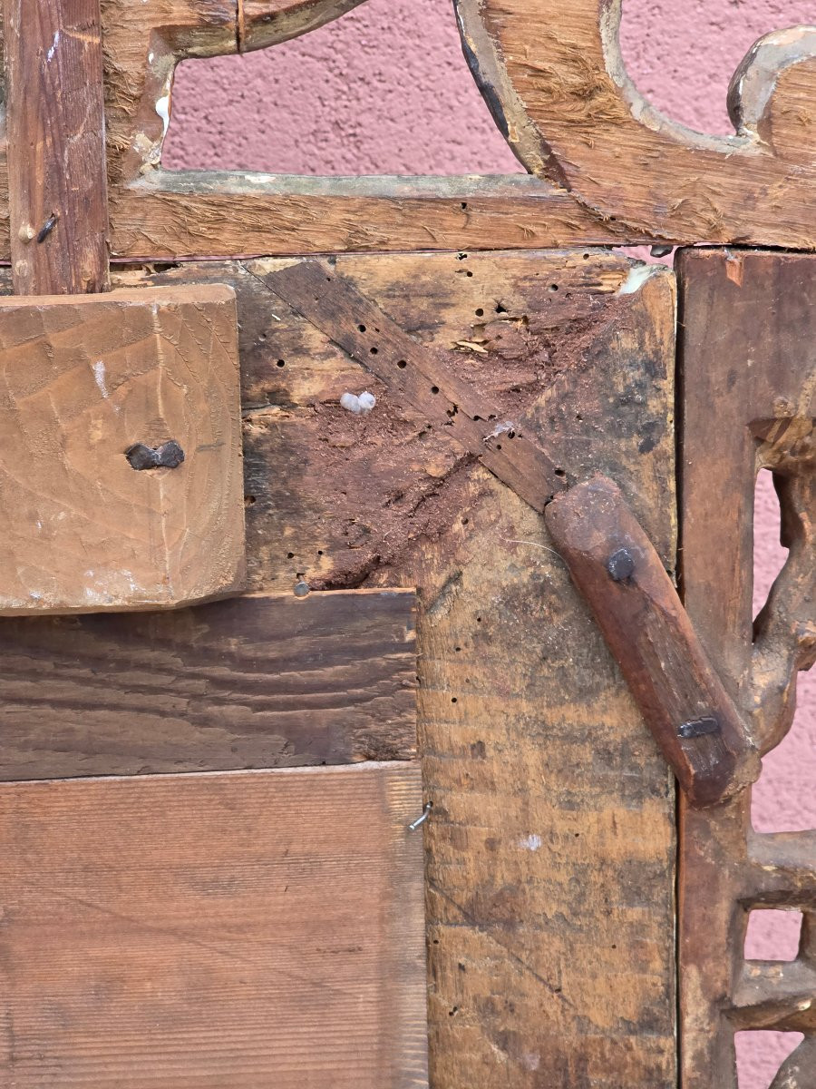 Specchiera piemontese in legno intagliato e dorato a mecca, seconda metà del XVIII secolo-photo-3