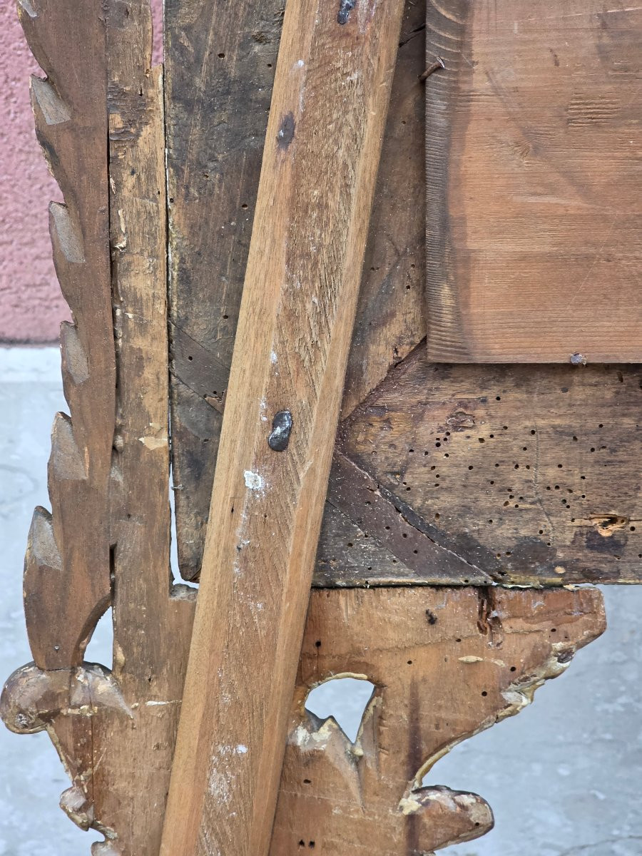 Specchiera piemontese in legno intagliato e dorato a mecca, seconda metà del XVIII secolo-photo-4