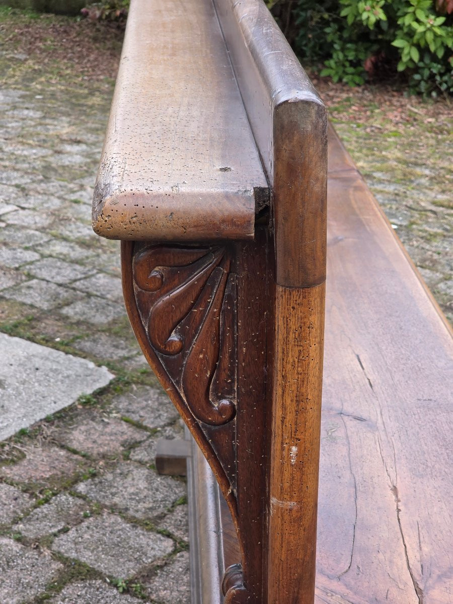 Grande panca veneta Impero in noce massiccio, inizi XIX secolo-photo-1