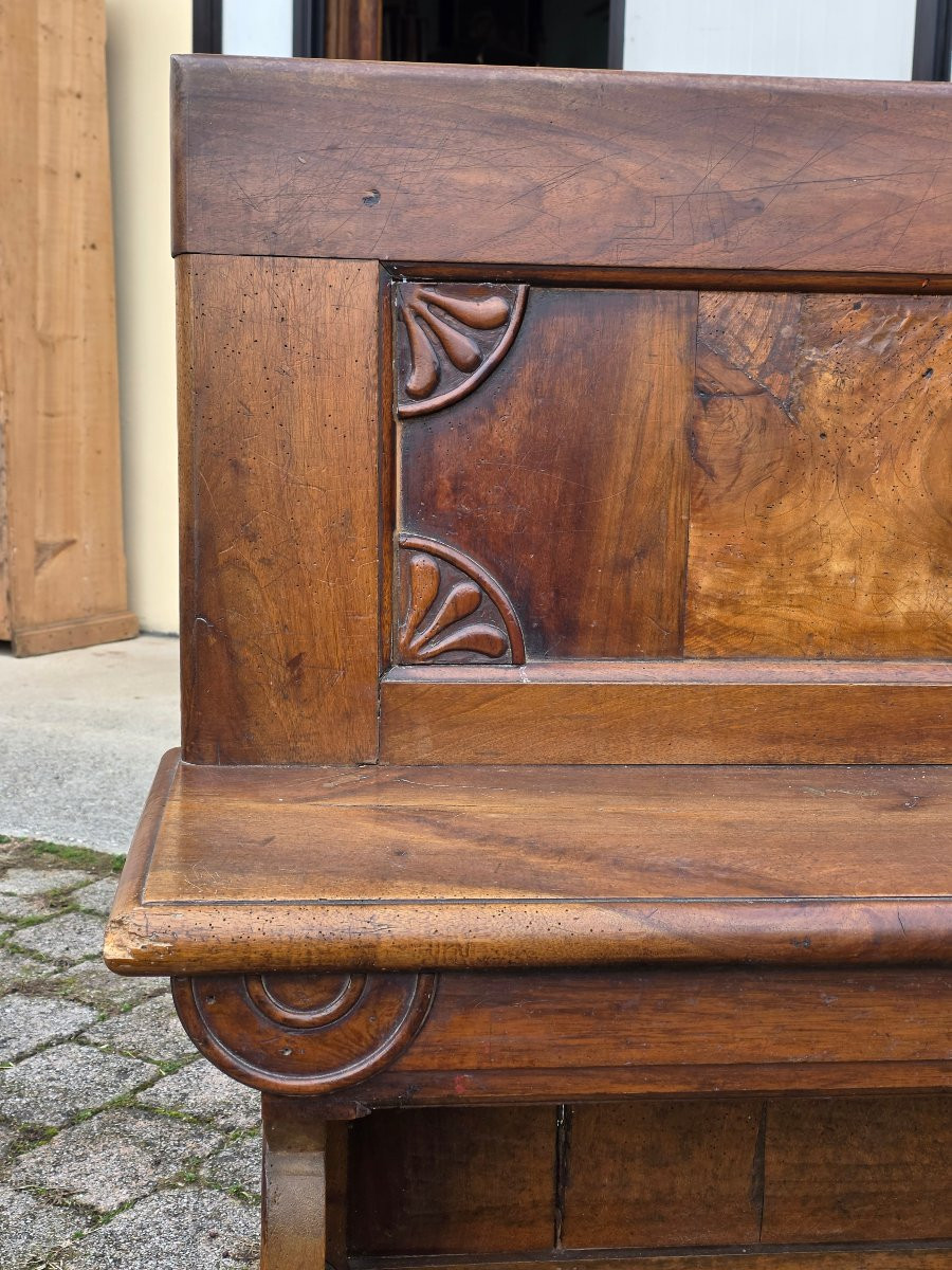 Grande panca veneta Impero in noce massiccio, inizi XIX secolo-photo-3