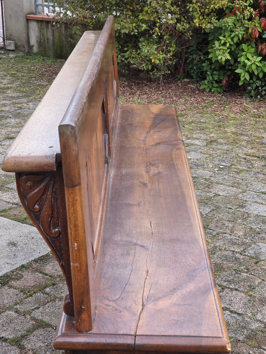 Grande panca veneta Impero in noce massiccio, inizi XIX secolo-photo-5