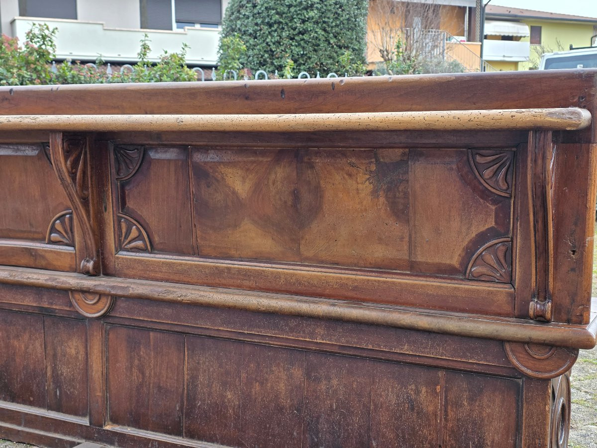 Grande panca veneta Impero in noce massiccio, inizi XIX secolo-photo-8