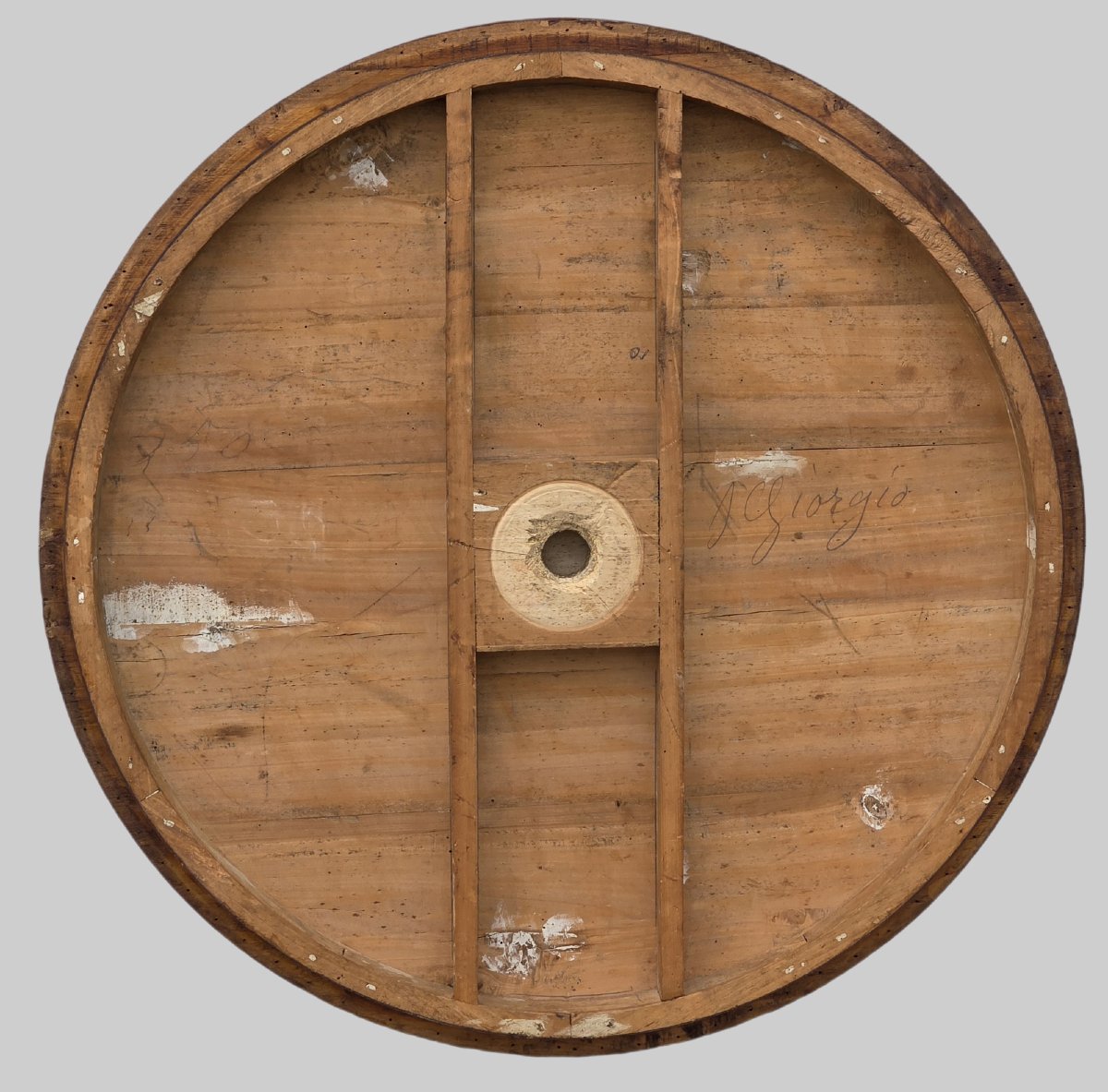 Tavolino neoclassico intarsiato con San Giorgio, area emiliana, fine XIX secolo-photo-1