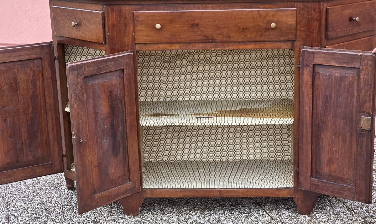 Credenza scantonata veneta in arte povera, legno di frutto, fine XIX secolo-photo-8