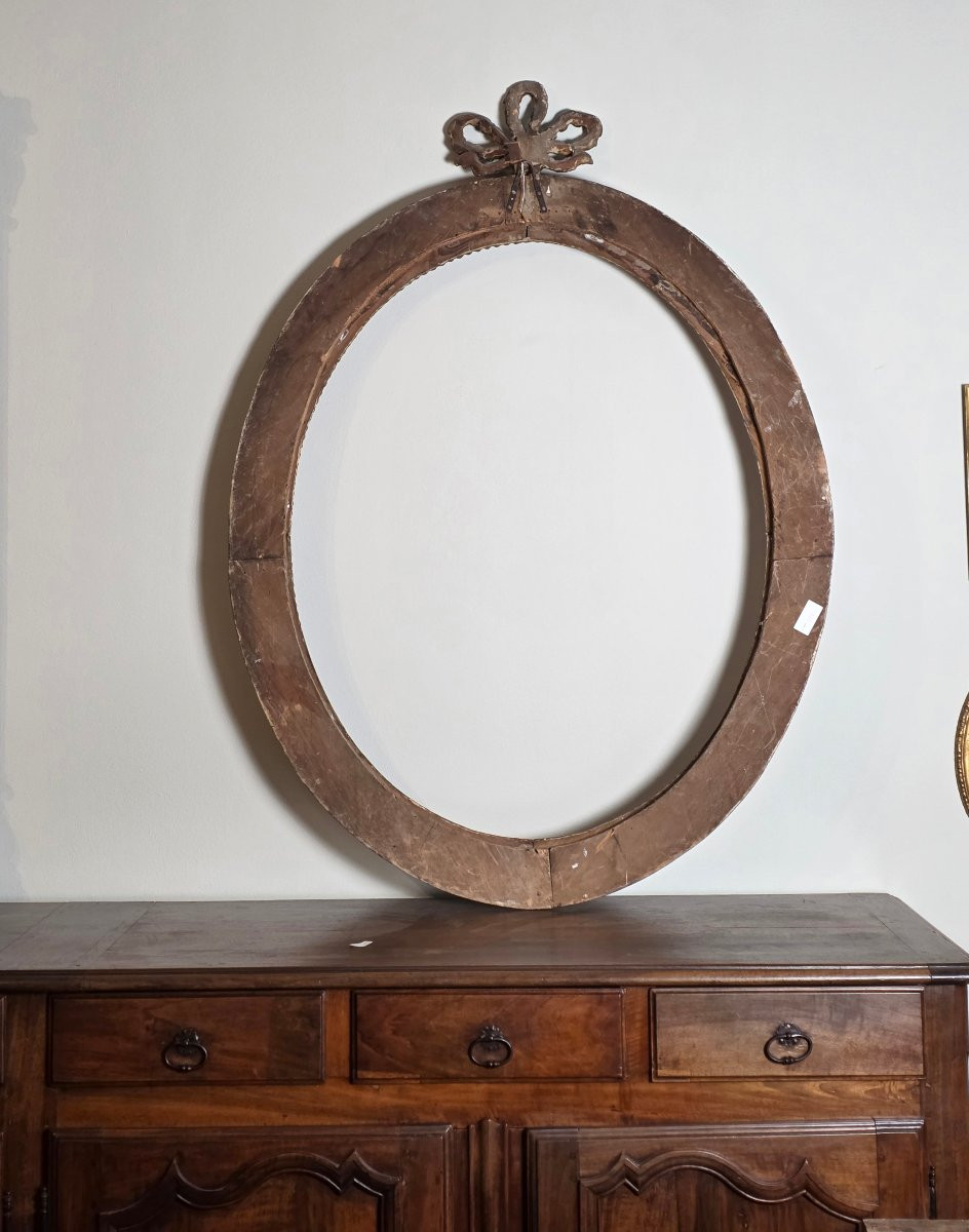 Grande cornice ovale emiliana Luigi XV–XVI intagliata, argentata e meccata, metà XVIII secolo-photo-3