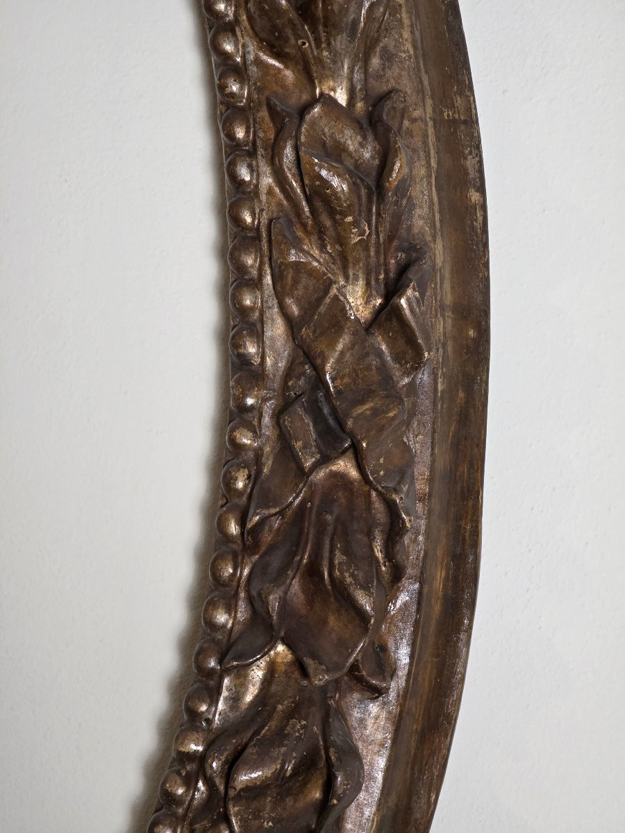 Grande cornice ovale emiliana Luigi XV–XVI intagliata, argentata e meccata, metà XVIII secolo-photo-4