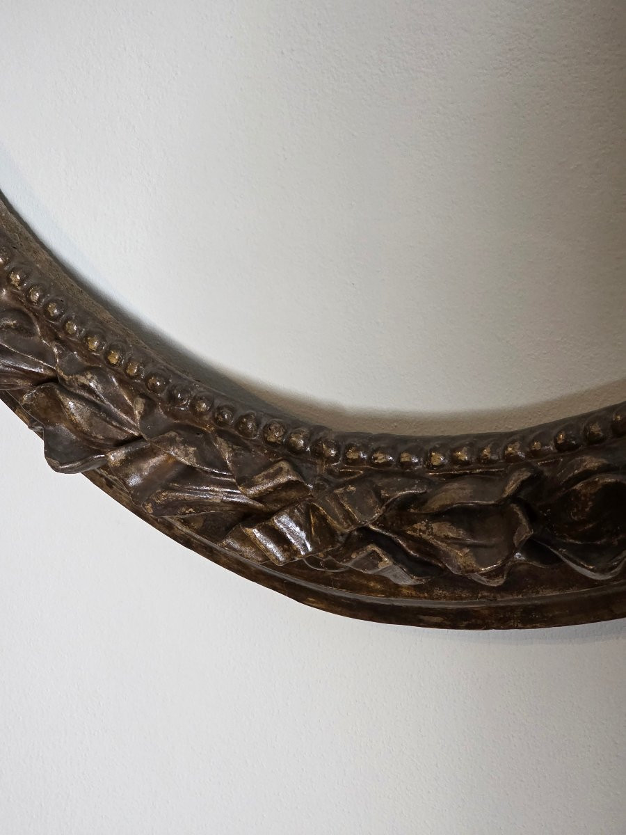 Grande cornice ovale emiliana Luigi XV–XVI intagliata, argentata e meccata, metà XVIII secolo-photo-6