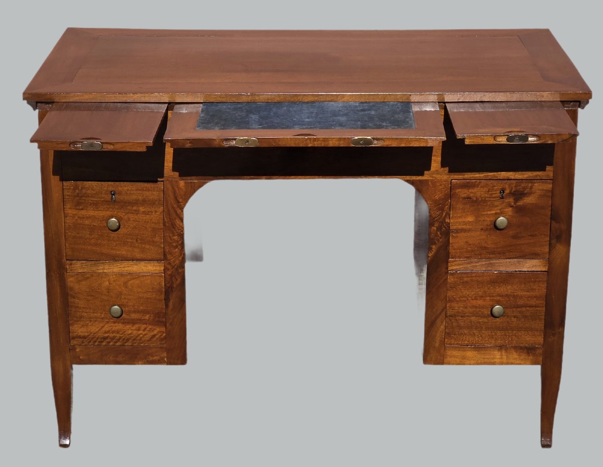 Scrivania veneta in noce massello – primi Ottocento, piano scorrevole e scomparti interni-photo-2