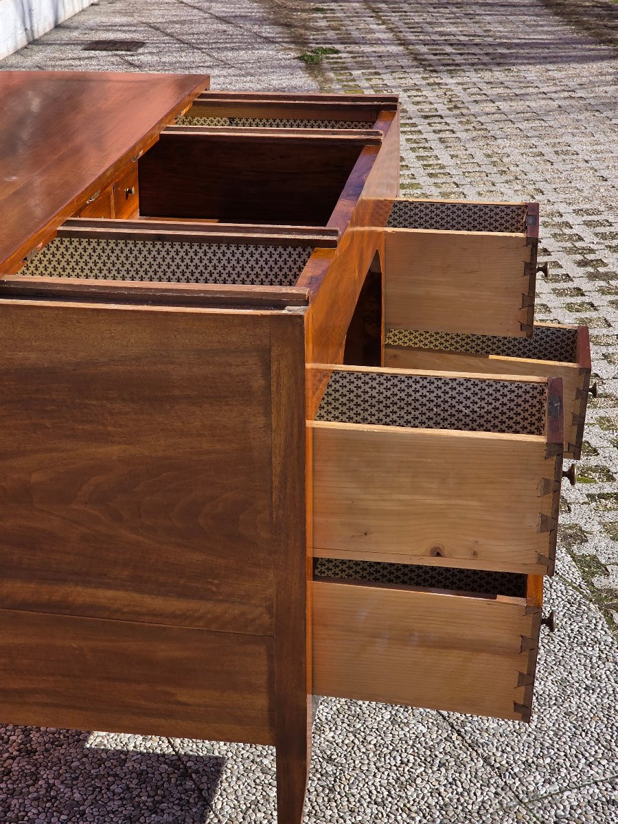 Scrivania veneta in noce massello – primi Ottocento, piano scorrevole e scomparti interni-photo-2