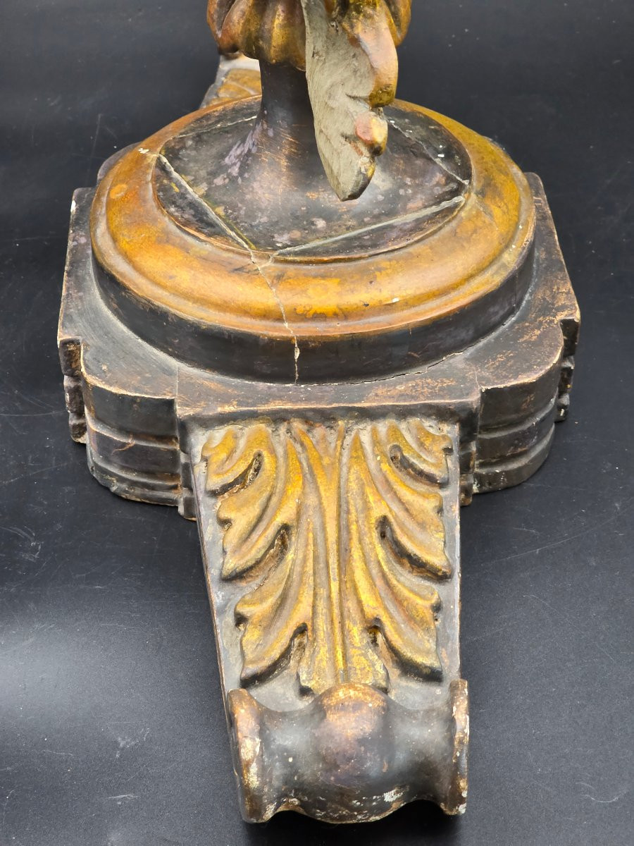 Coppia di grandi portapalme in legno argentato e dorato, gusto neoclassico, inizi XX secolo-photo-1