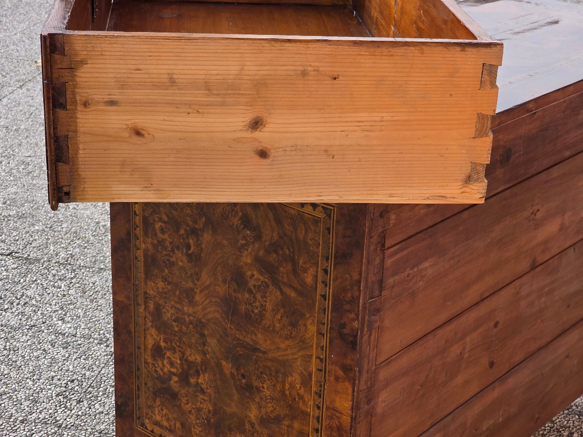 Comò veneto Luigi XVI lastronato in radica di noce e tuia, fine XVIII secolo-photo-4