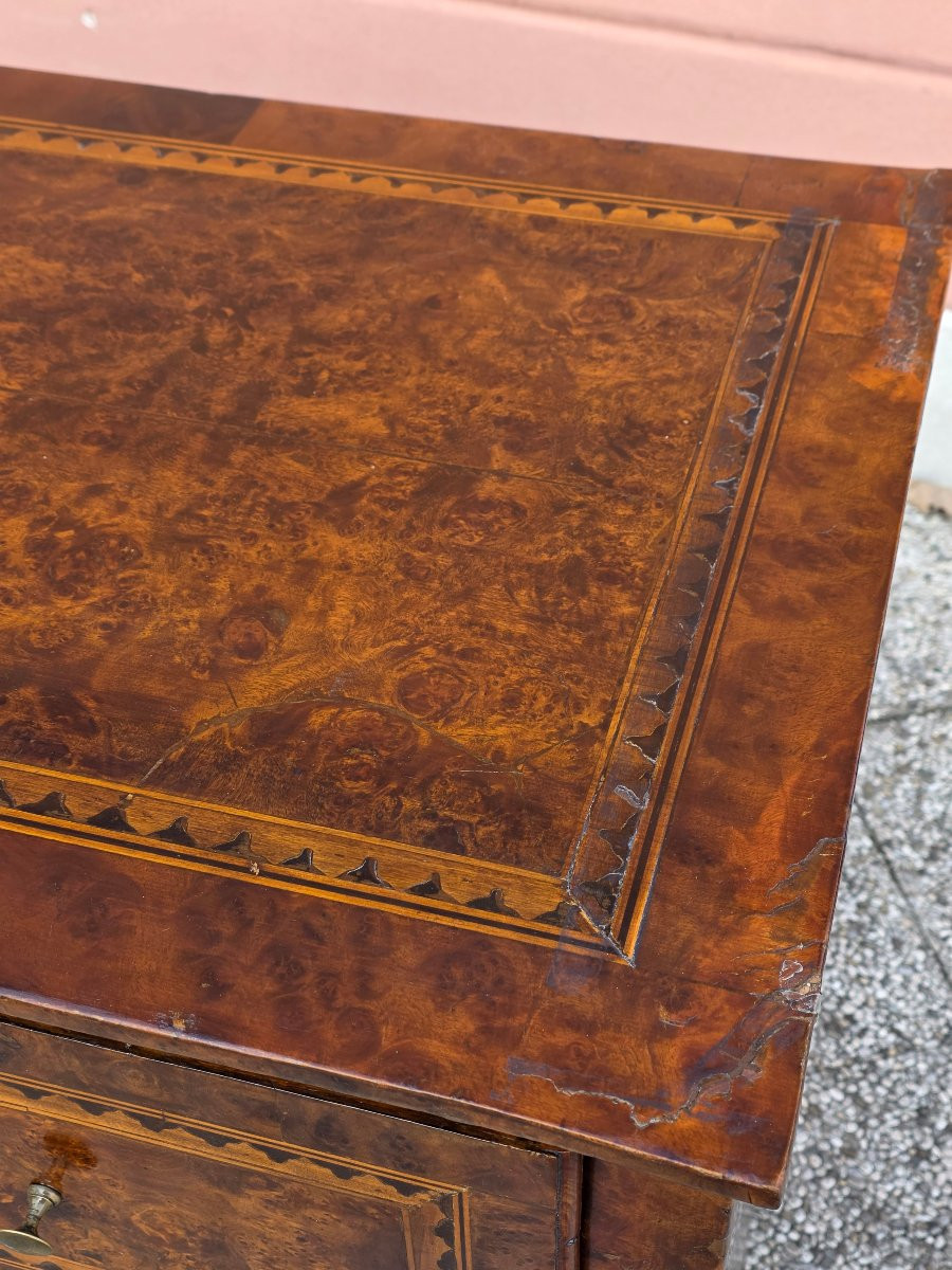 Comò veneto Luigi XVI lastronato in radica di noce e tuia, fine XVIII secolo-photo-7