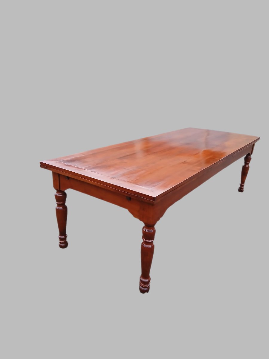 Grande tavolo veneto monumentale in ciliegio massiccio, allungabile fino a 5,30 metri, XIX -photo-2