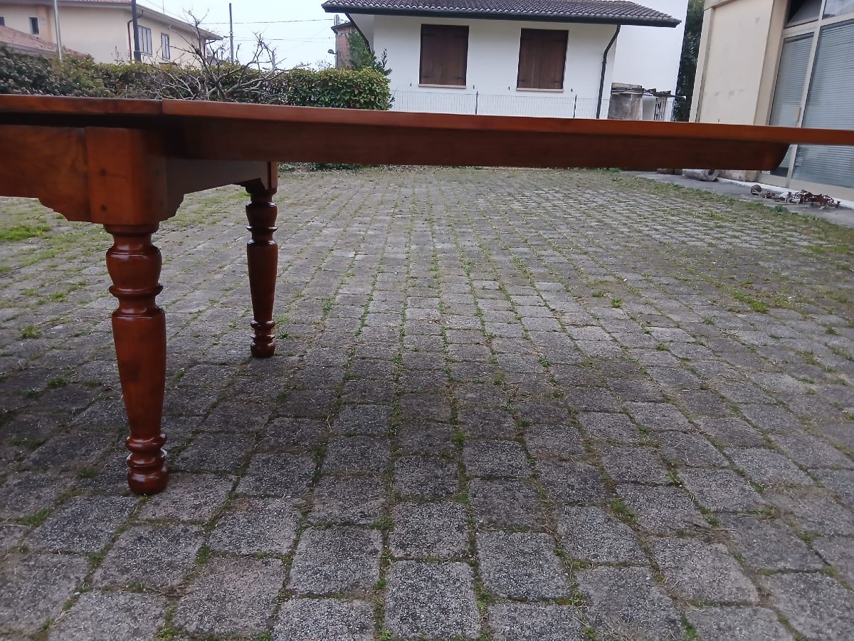 Grande tavolo veneto monumentale in ciliegio massiccio, allungabile fino a 5,30 metri, XIX -photo-2