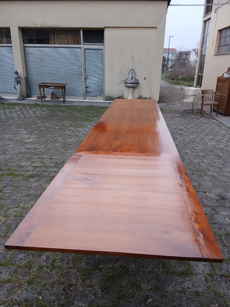 Grande tavolo veneto monumentale in ciliegio massiccio, allungabile fino a 5,30 metri, XIX -photo-4