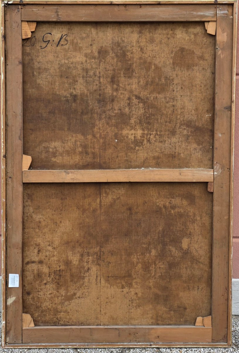 Grande dipinto decorativo antico “Ratto d’Europa”, scuola veneta, XVIII secolo-photo-2