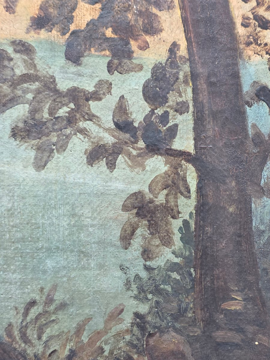 Grande dipinto decorativo antico “Ratto d’Europa”, scuola veneta, XVIII secolo-photo-6