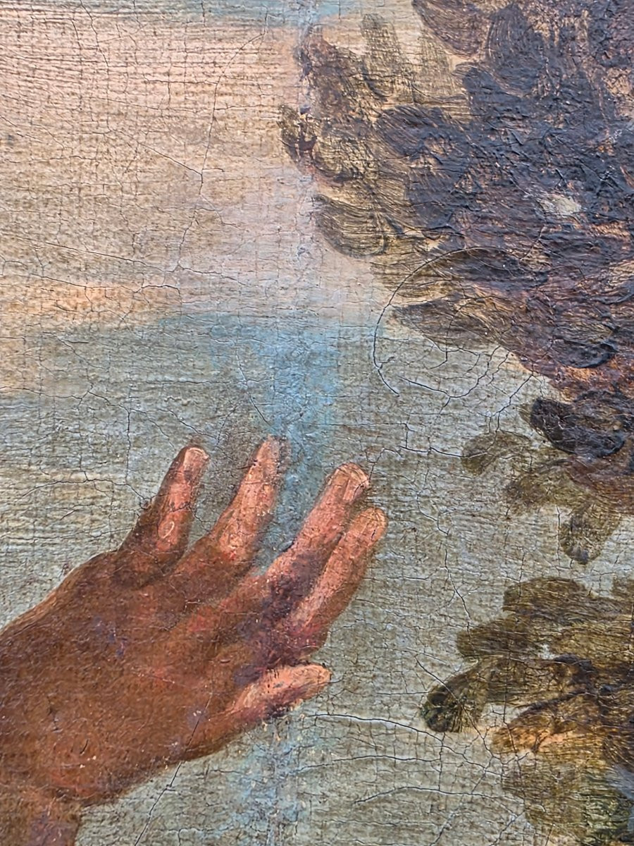 Grande dipinto decorativo antico “Ratto d’Europa”, scuola veneta, XVIII secolo-photo-7