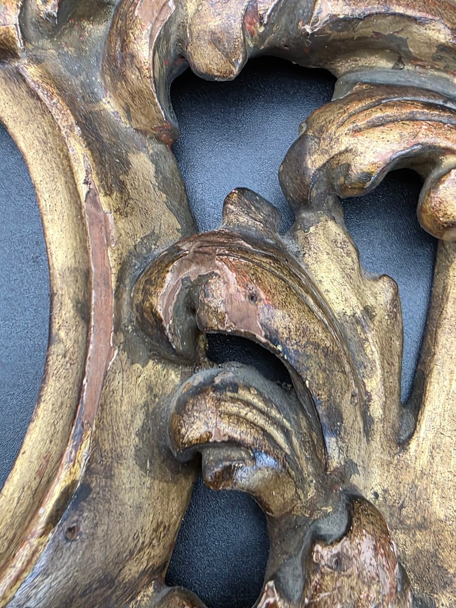 Cornice ovale Luigi XV intagliata e dorata, legno di cirmolo, Veneto-Emilia, XVIII secolo-photo-4