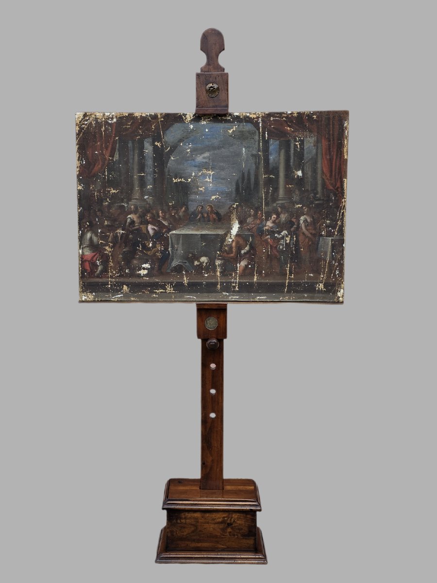 Cavalletto da esposizione in noce regolabile smontabile fine XIX inizio XX secolo-photo-1