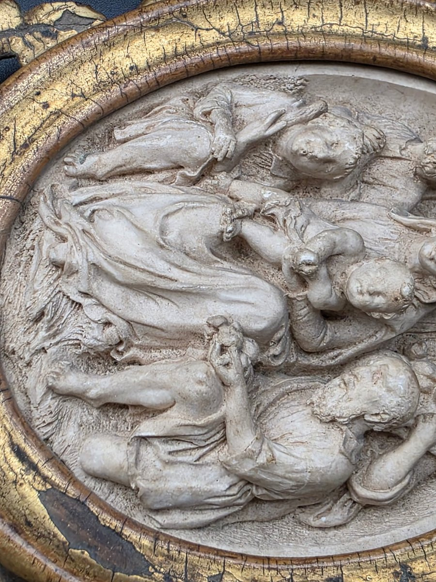 Adorazione dei Pastori in spuma di mare, scultura devozionale con cornice dorata XVIII sec-photo-8