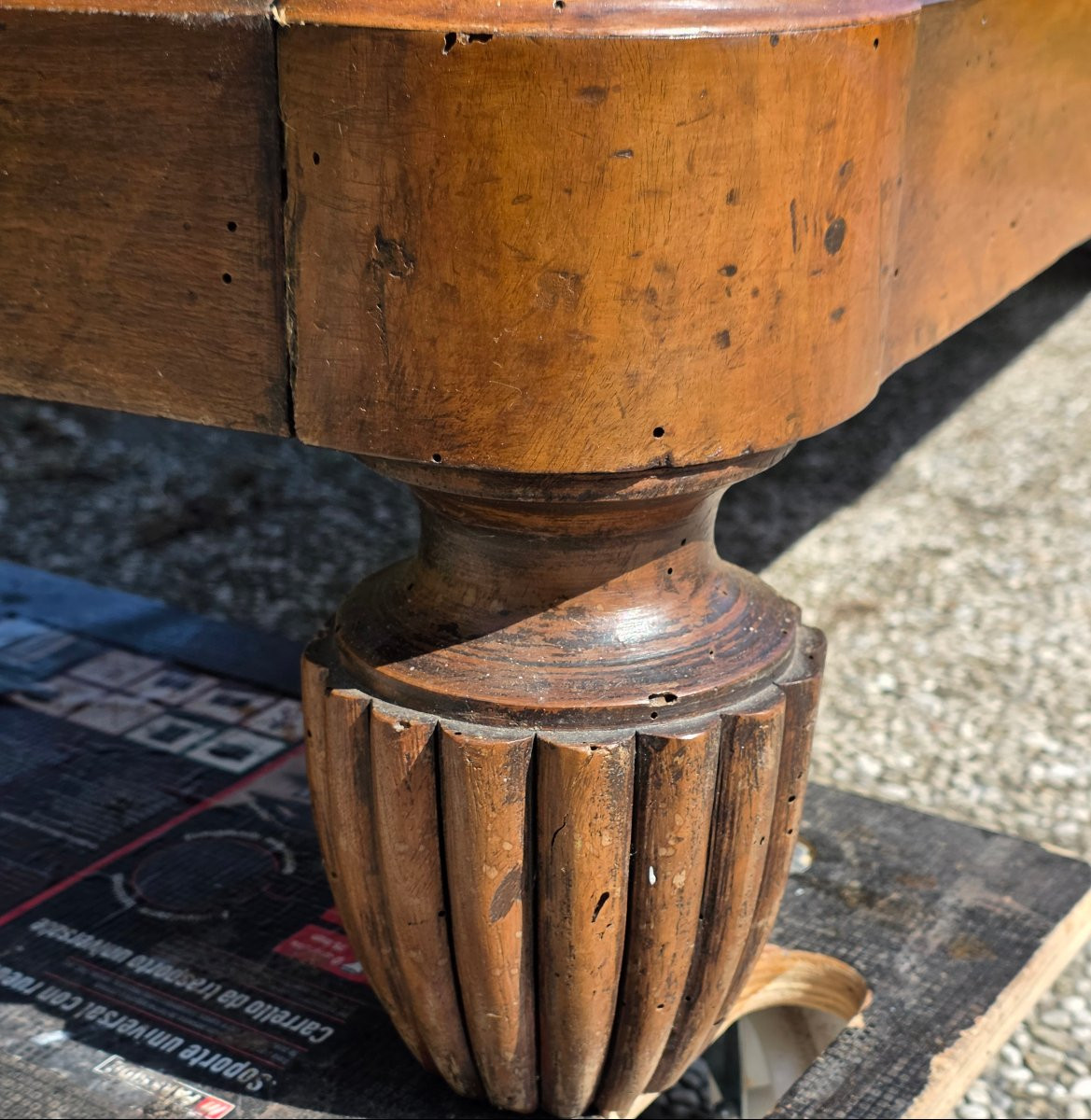 Credenza libreria veneta Carlo X in noce massello, ante a serrandina, XIX secolo-photo-4