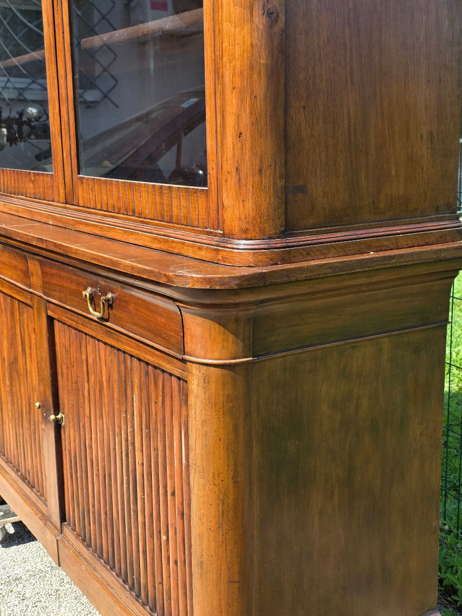 Credenza libreria veneta Carlo X in noce massello, ante a serrandina, XIX secolo-photo-1