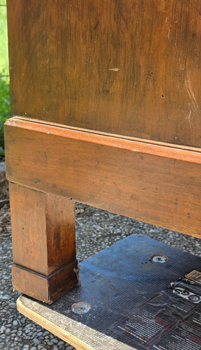 Credenza libreria veneta Carlo X in noce massello, ante a serrandina, XIX secolo-photo-2