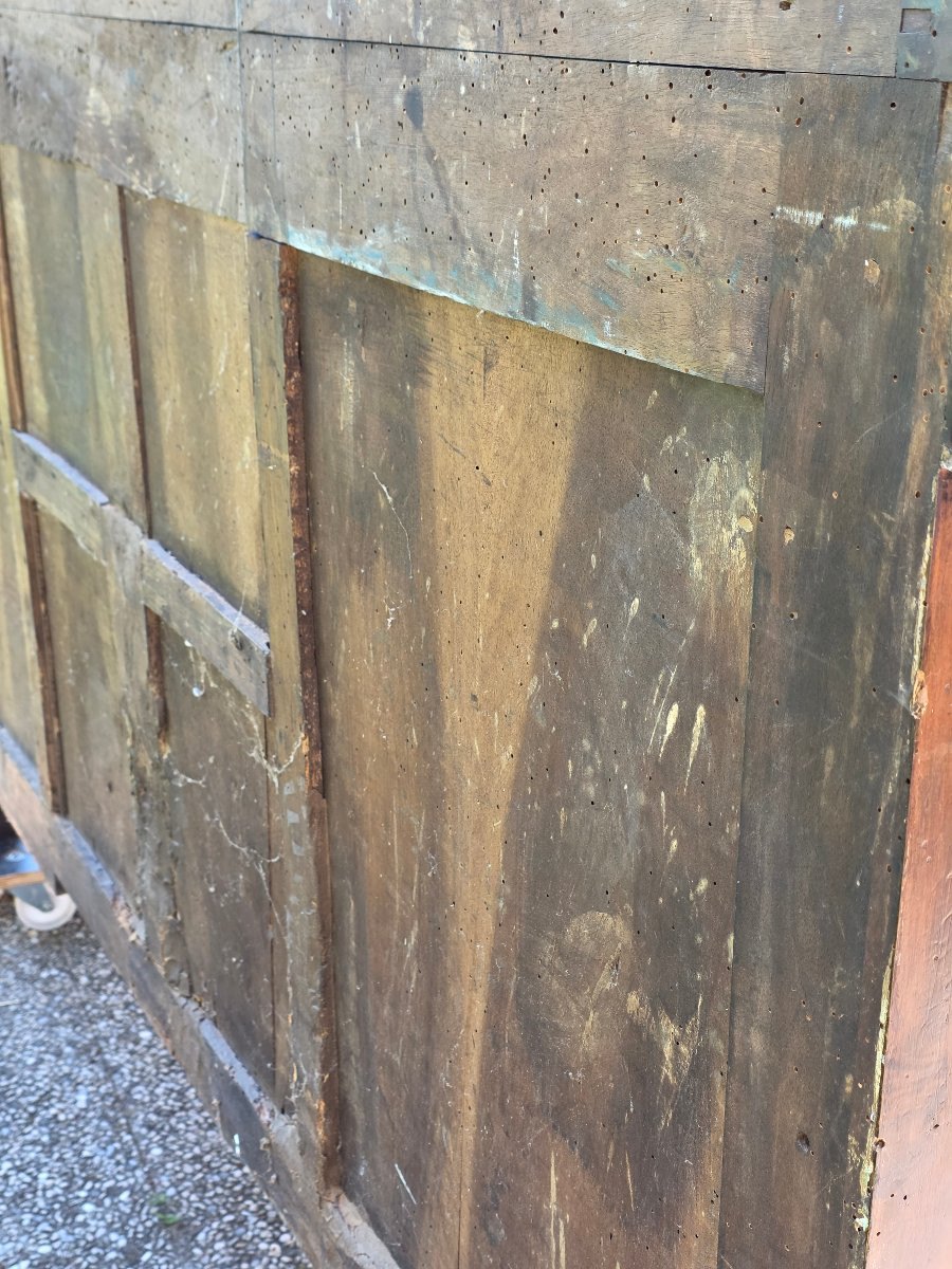 Credenza libreria veneta Carlo X in noce massello, ante a serrandina, XIX secolo-photo-3