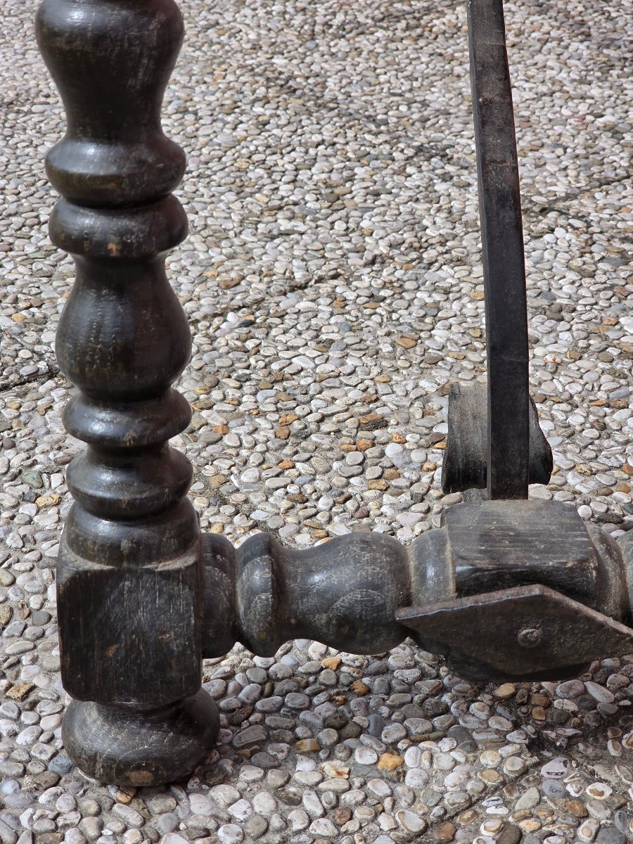 Tavolino console lombardo XVIII secolo intarsiato con gambe a rocchetto-photo-4