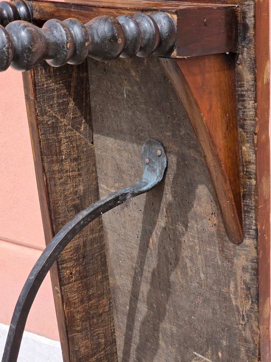 Tavolino console lombardo XVIII secolo intarsiato con gambe a rocchetto-photo-6