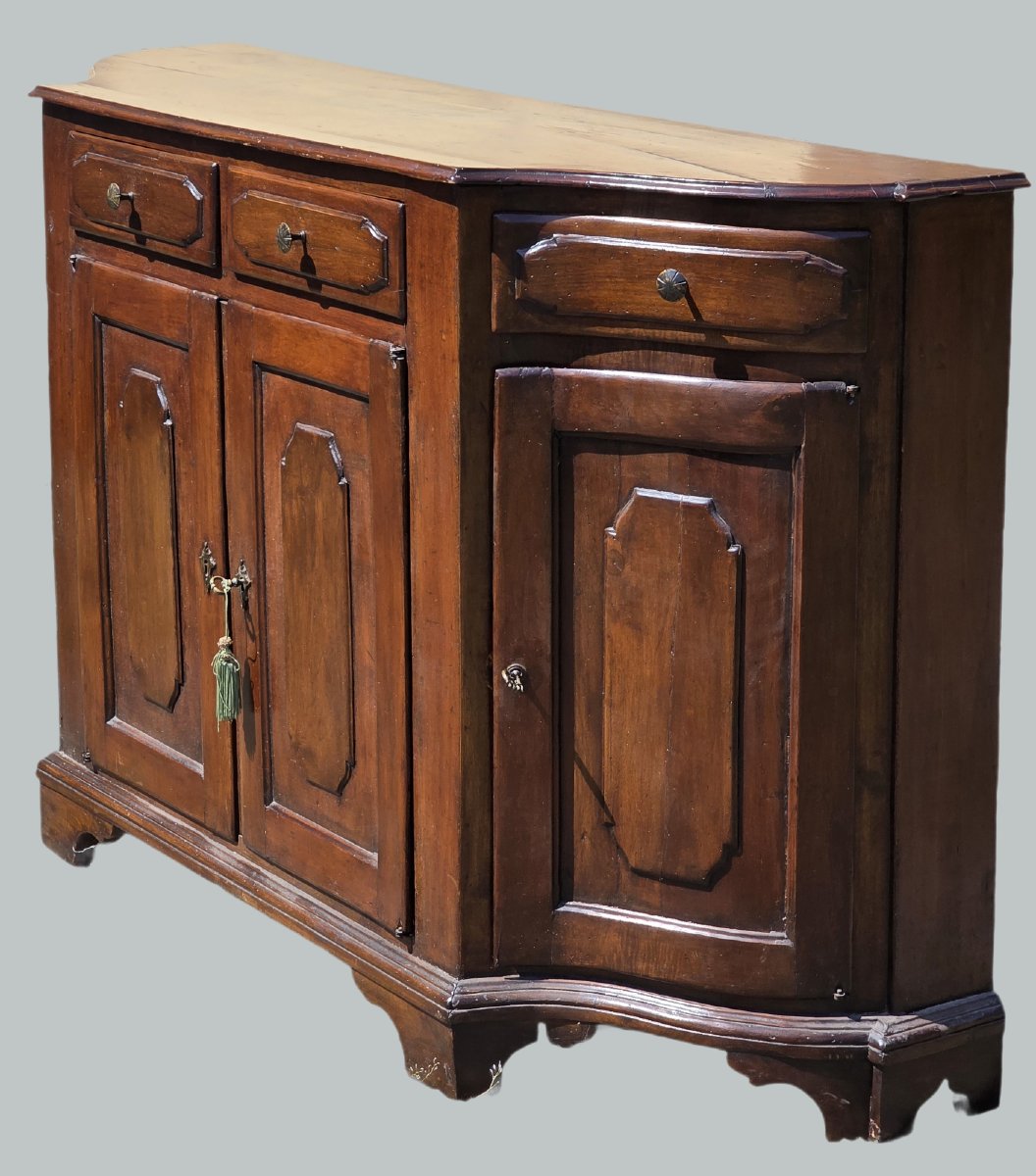 Credenza sagomata in noce massiccio, Nord Italia, influenza veneta, metà XIX secolo-photo-2