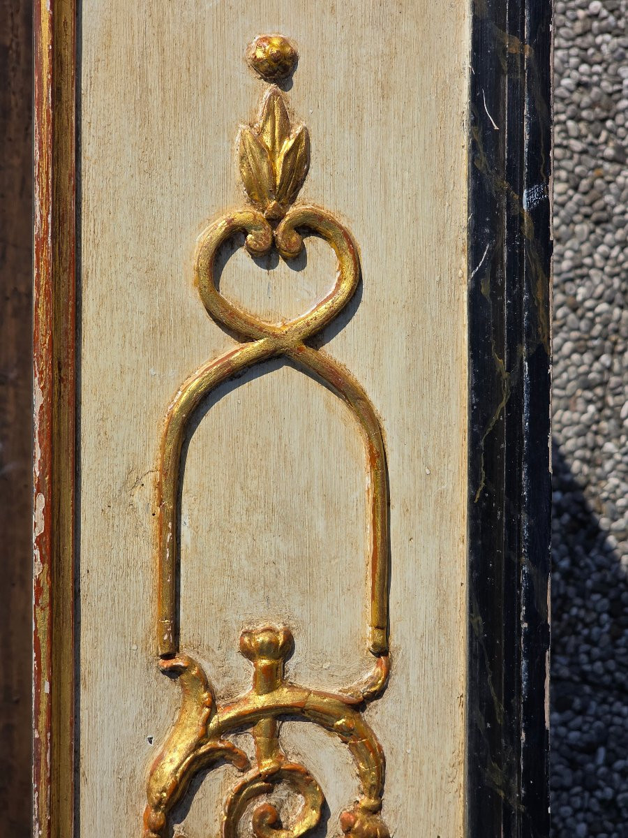 Tavolino consolle stile Luigi XVI Impero laccato e dorato-photo-3