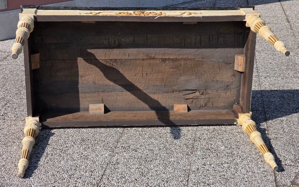 Tavolino consolle stile Luigi XVI Impero laccato e dorato-photo-2