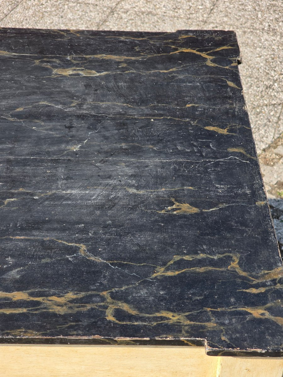 Tavolino consolle stile Luigi XVI Impero laccato e dorato-photo-3