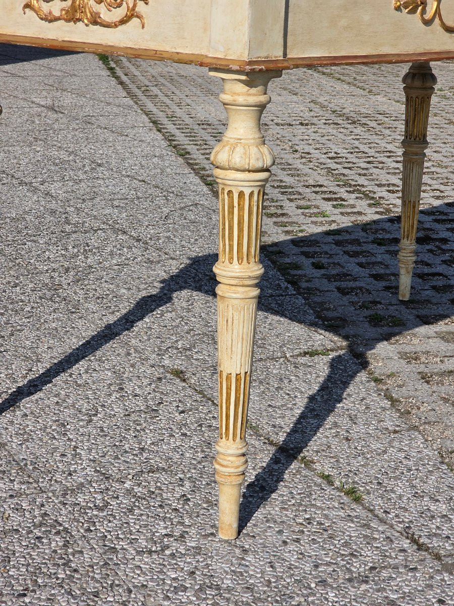Tavolino consolle stile Luigi XVI Impero laccato e dorato-photo-5