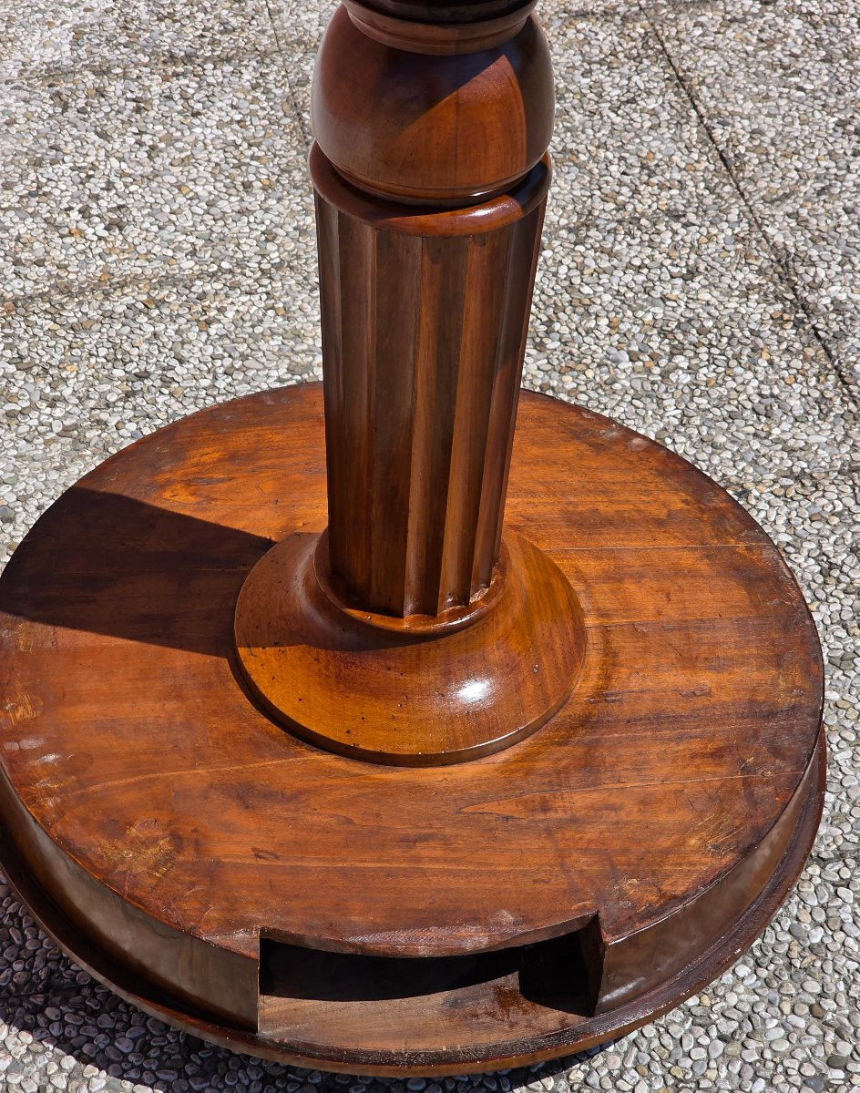 Tavolino rotondo in noce veneto con cassetto, XIX secolo-photo-2