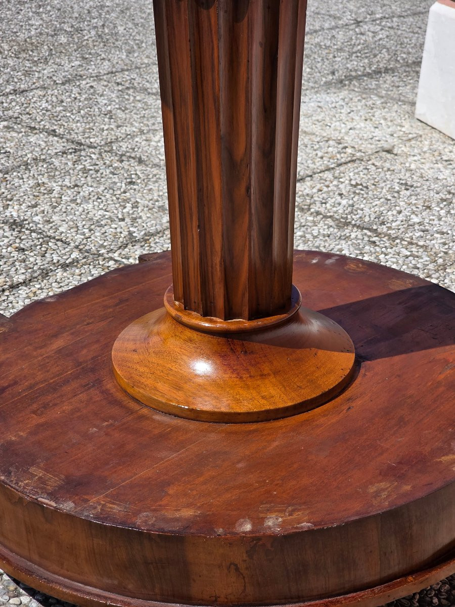 Tavolino rotondo in noce veneto con cassetto, XIX secolo-photo-3